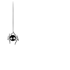 Cute spider on the web. Hand drawn. Isolated on white background. Halloween vector illustration