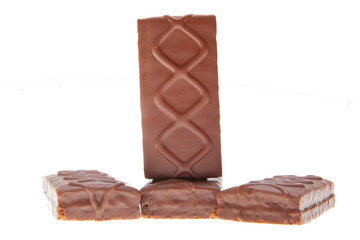 Crunchy chocolate biscuits isolated on the white