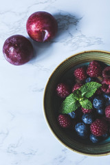 Raspberries and blueberries