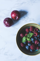 blueberries and raspberries