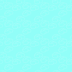 Seamless cloud pattern, vector illustration, hand drawing, blue and white color
