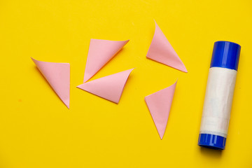 Step 8. Instructions for creating a flower using the origami technique. DIY concept. Children's creativity.