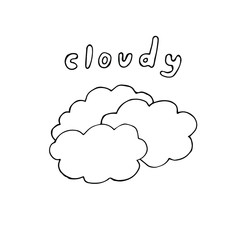 Cloudy weather, vector illustration,   clouds,  hand drawing
