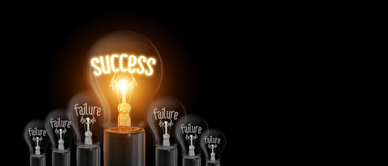 Light Bulbs with success words Concept