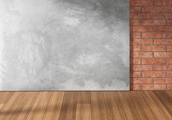 Part of gray concrete wall in an empty loft interior as background. 3D render.