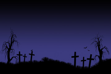 Fototapeta na wymiar Halloween background banner. Black and blue colors.