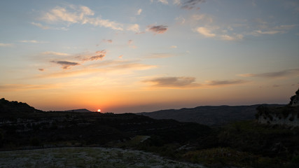 Beautiful Sunset in mountain village of Cyprus.