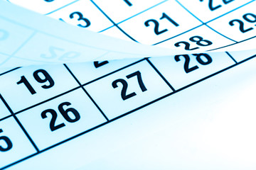 Abstract blur page calendar 2020 flipping sheet close background
