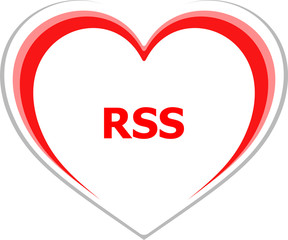 Text Rss. web design concept . Love heart icon button for web services and apps