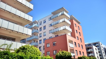 Modern European residential apartment buildings quarter. Abstract architecture, fragment of modern urban geometry.