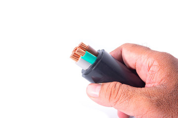 power cables electrical on white background.