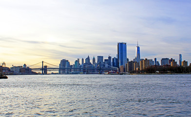 New york city skyline downtown Manhattan view across hudson river. United States of America
