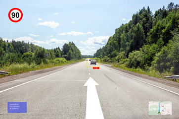 Smart car with artificial intelligence. Recognize cars and pedestrians. Accident prevention by computer. Unmanned car