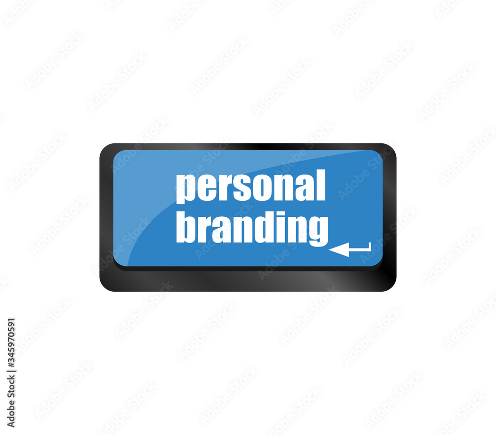 Poster personal branding on computer keyboard key button