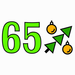 Icon 65 percent gifts for the New Year. Increase in the percentage of bank deposits at Christmas. Increased holiday benefits. Percentage of benefits like Christmas trees with balls.