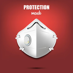 Protection antiviral mask. Breathing respiratory mask on isolated background. Used during coronavirus covid-19 outbreak prevention. Vector illustration