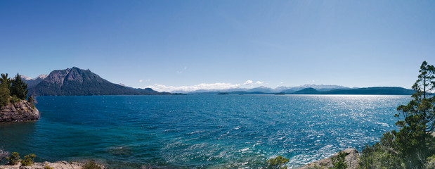 panoramic views of patagonic lake