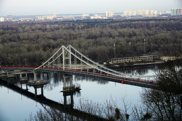 Park, foot bridge in the city of Kiev