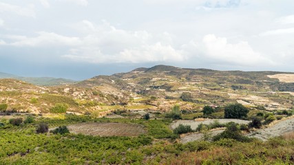 Fototapeta na wymiar Magnificent mountain landscape on a sunny day, Lofu village, Cyprus.