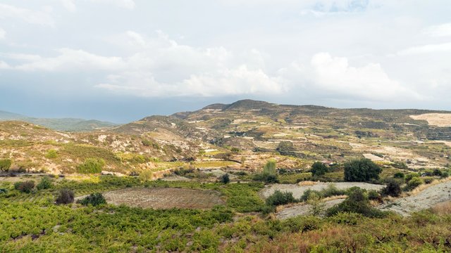 Magnificent mountain landscape on a sunny day, Lofu village, Cyprus.