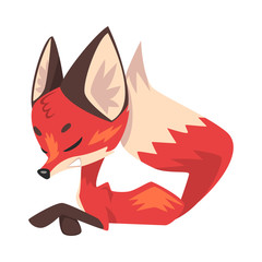 Sleeping Little Fox, Wild Forest Animal Cartoon Character Vector Illustration