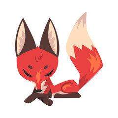 Cute Sleeping Little Fox, Wild Forest Animal Cartoon Character Vector Illustration