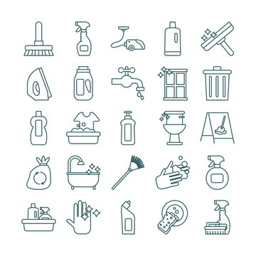 cleaning and desinfect set icons