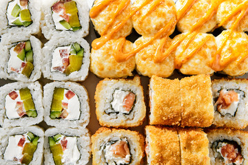 Roll set on white background top view