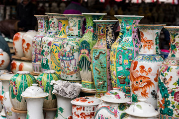 Porcelain at the Panjiayuan Antique Market in Beijing, China