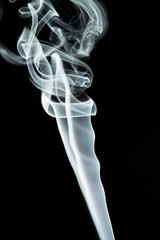 White smoke on black background