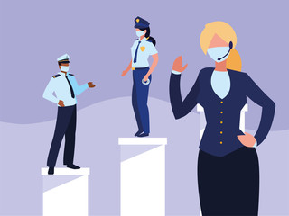 professional people working with face mask