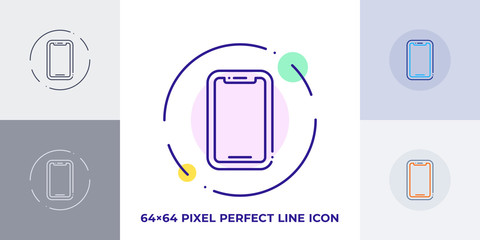 Smartphone line art vector icon. Outline symbol of modern phone. Mobile smart cellphone pictogram made of thin stroke. Isolated on background.