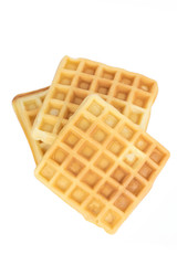 delicious homemade waffles isolated on the white background