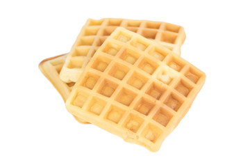 delicious homemade waffles isolated on the white background