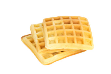 delicious homemade waffles isolated on the white background
