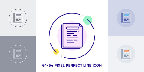 Business document line art vector icon. Outline symbol of office paper. Paperwork pictogram made of thin stroke. Isolated on background.