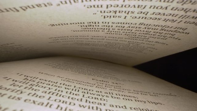 4k moving shot inside the Bible, shot with macro probe lens and motorized slider