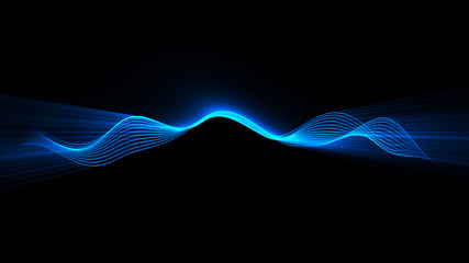 Futuristic shiny blue lines wave digital technology background - modern technology abstract...