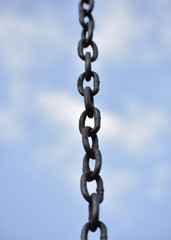 chain and sky  abstract background blue chain heavy iron metal object old steel strong