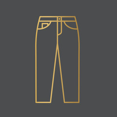 golden jeans pants icon - vector illustration