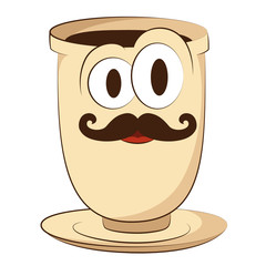 Cute coffee cup from family-set. Dad mug. Funny character for your design. Isolated.