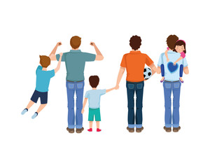Fototapeta premium dear fathers with soccer balloon and kids