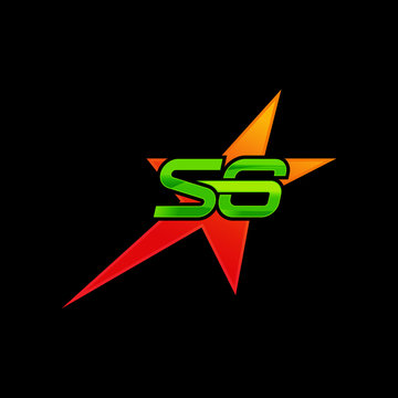 Initial letter and number logo, S and 6, S6, 6S, negative space bright green.EPS 10