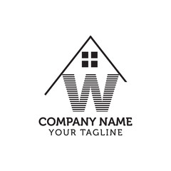 Logo design of W in vector for construction, home, real estate, building, property. Minimal awesome trendy professional logo design template on black background.