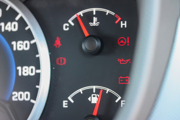 Close up of vehicle gauges