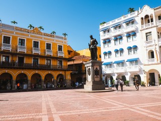 Colonial square Cartagena Colombia