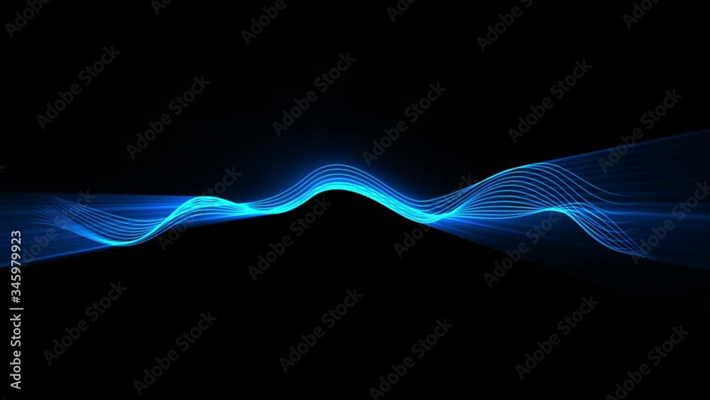 Wall mural seamless loop futuristic shiny blue lines wave digital technology background - modern technology abs
