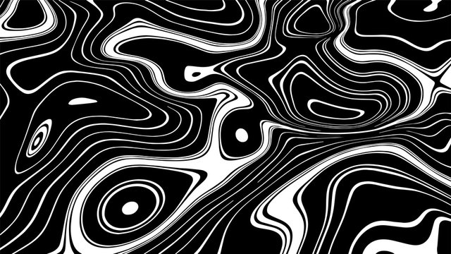 Wave Design Black And White. Vector Abstract Black And White Pattern, Background Template, Swirly Shapes. Optical Art Background. 