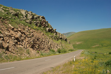 View of mountain road in Armenia