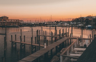 Sunset at the pier in Mystic CT